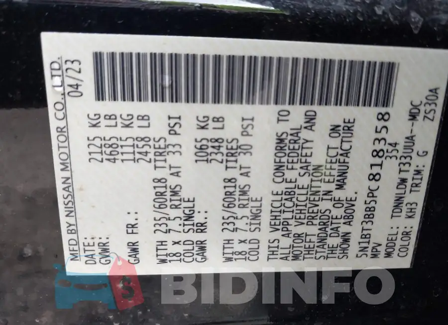 5N1BT3BB5PC818358 Photo# 9