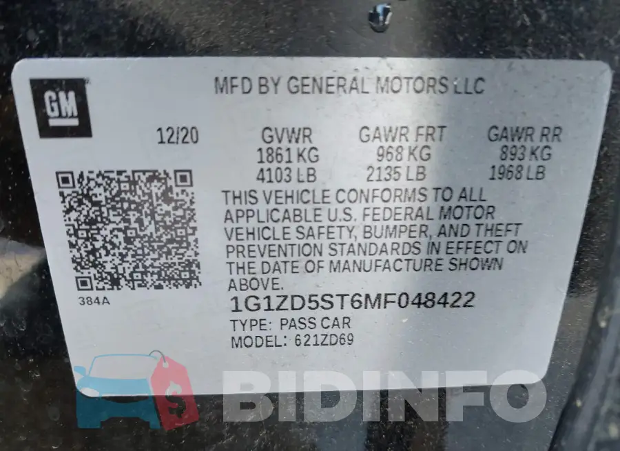 1G1ZD5ST6MF048422 Photo# 9