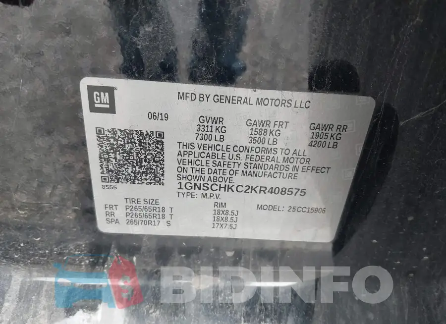 1GNSCHKC2KR408575 Photo# 9