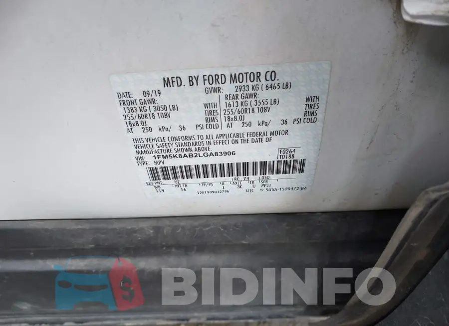 1FM5K8AB2LGA83906 Photo# 9