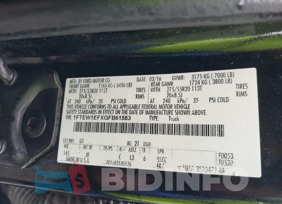 1FTEW1EFXGFB61583 Photo# 9