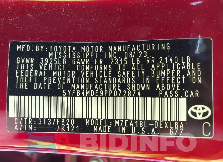 5YFB4MDE9PP072874 Photo# 9