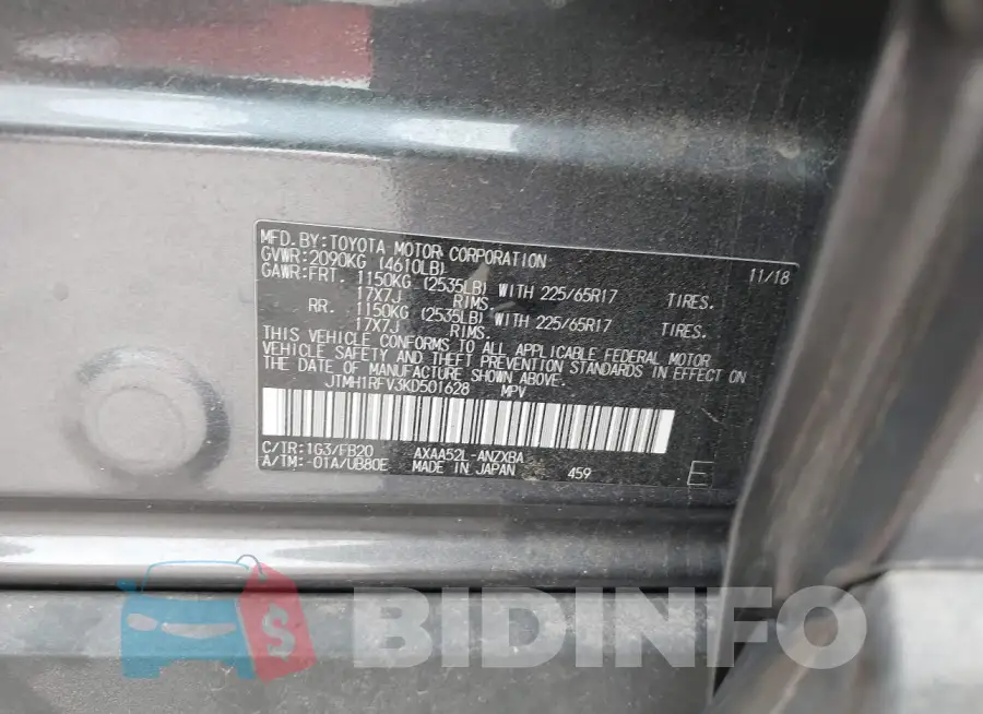 JTMH1RFV3KD501628 Photo# 9