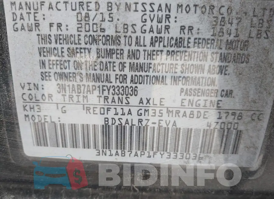 3N1AB7AP1FY333036 Photo# 9