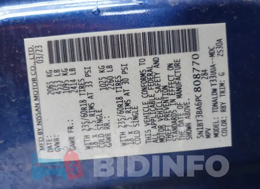 5N1BT3BA6PC808770 Photo# 9