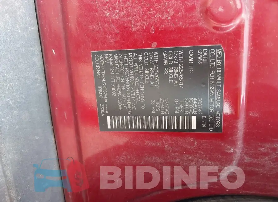 KNMAT2MT3FP511892 Photo# 9