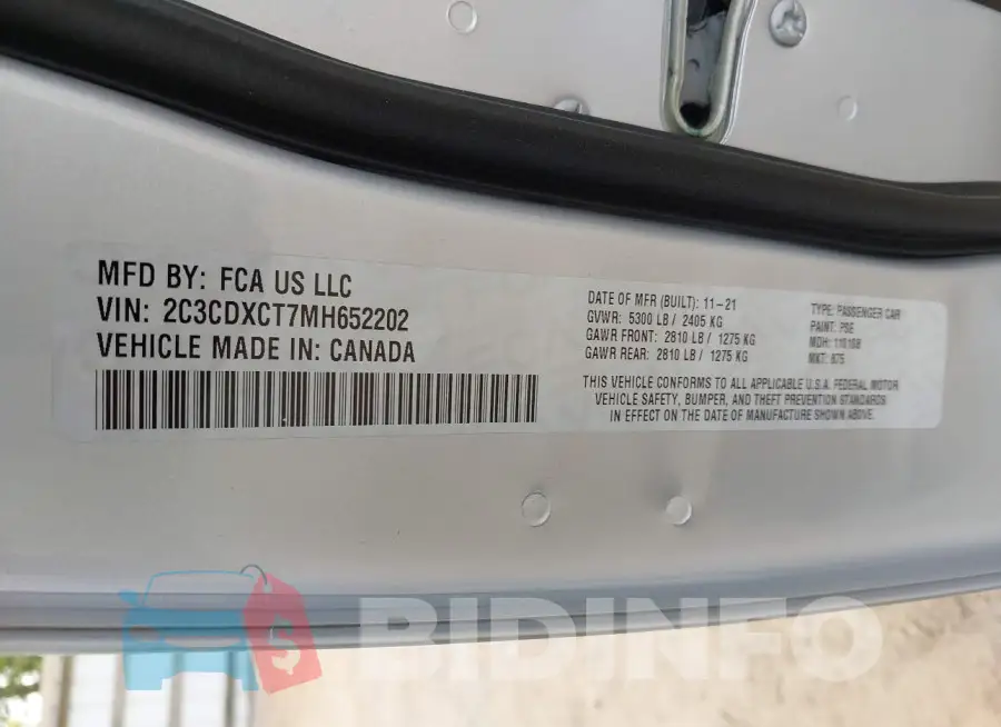2C3CDXCT7MH652202 Photo# 9