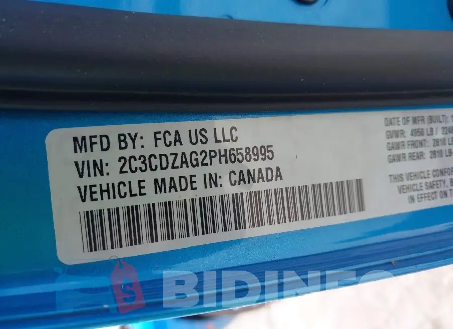 2C3CDZAG2PH658995 Photo# 9