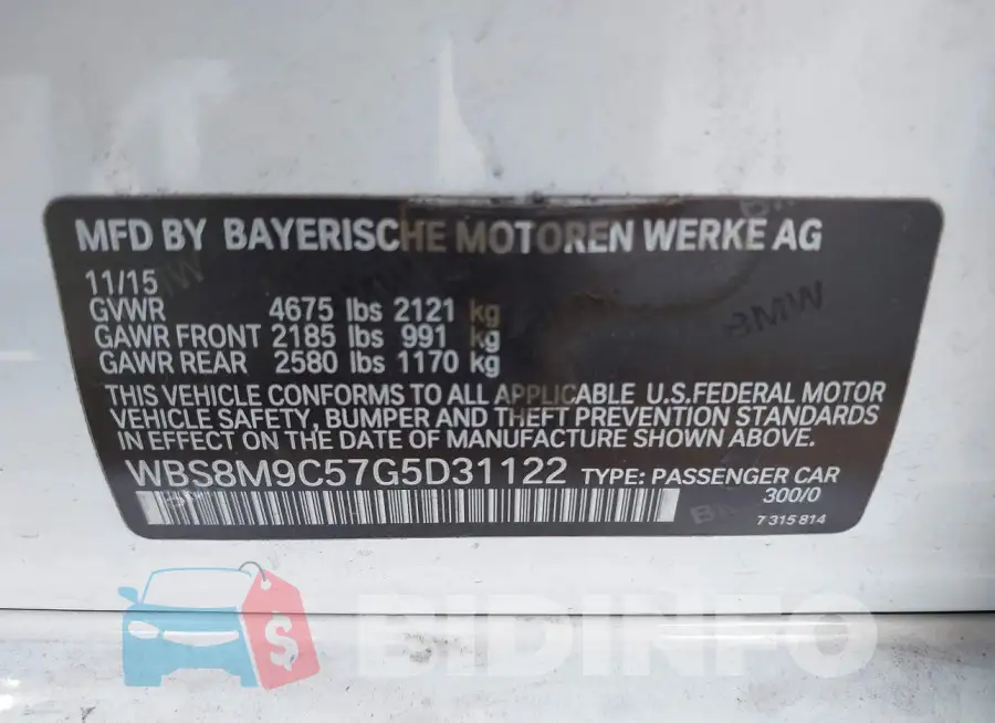 WBS8M9C57G5D31122 Photo# 9