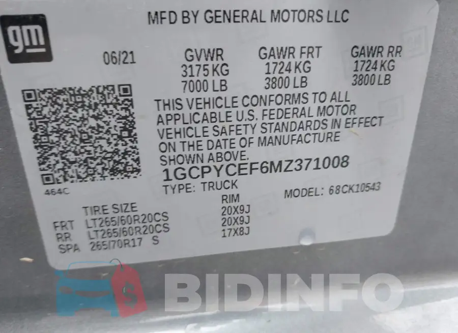 1GCPYCEF6MZ371008 Photo# 9