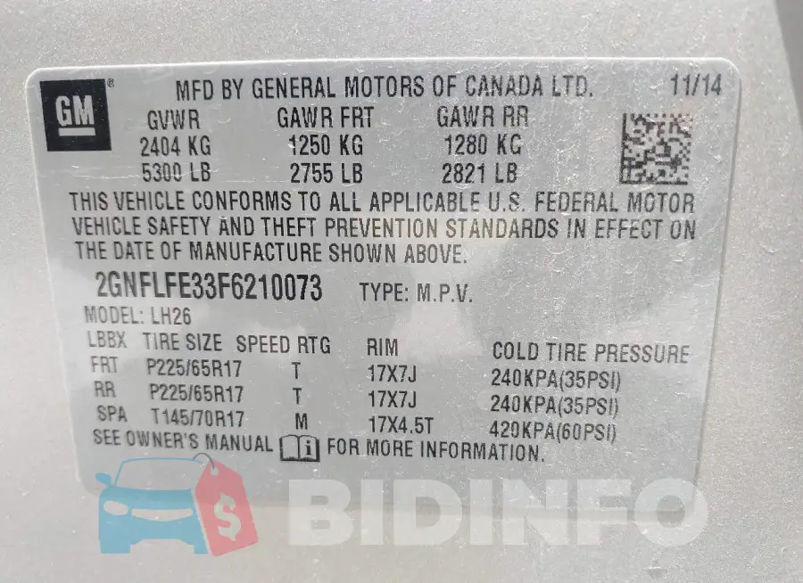2GNFLFE33F6210073 Photo# 9