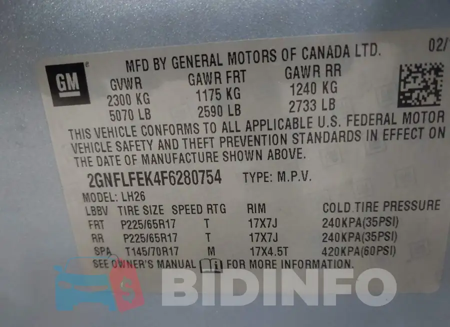 2GNFLFEK4F6280754 Photo# 9