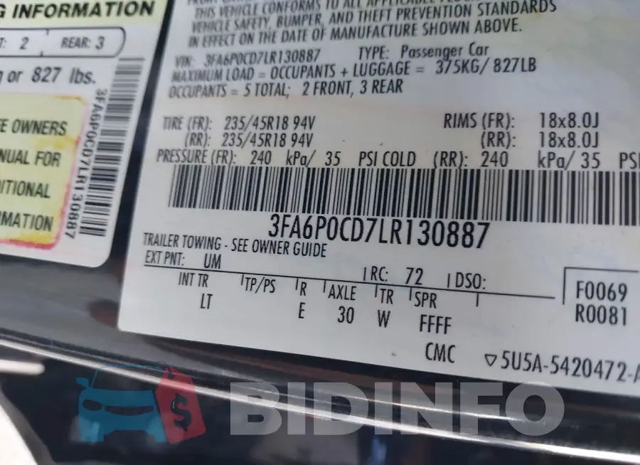 3FA6P0CD7LR130887 Photo# 9