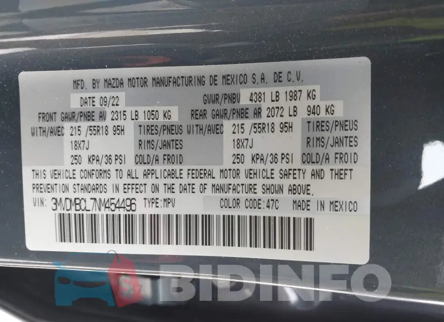 3MVDMBCL7NM454496 Photo# 9