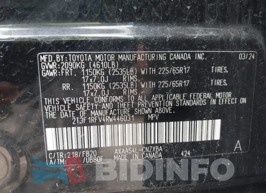 2T3F1RFV4RW446031 Photo# 9