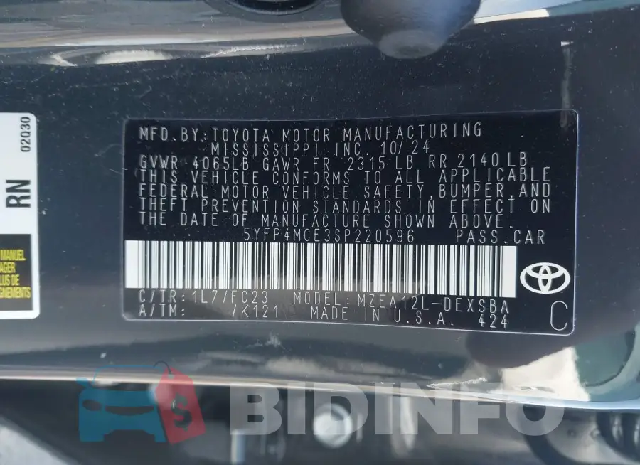 5YFP4MCE3SP220596 Photo# 9