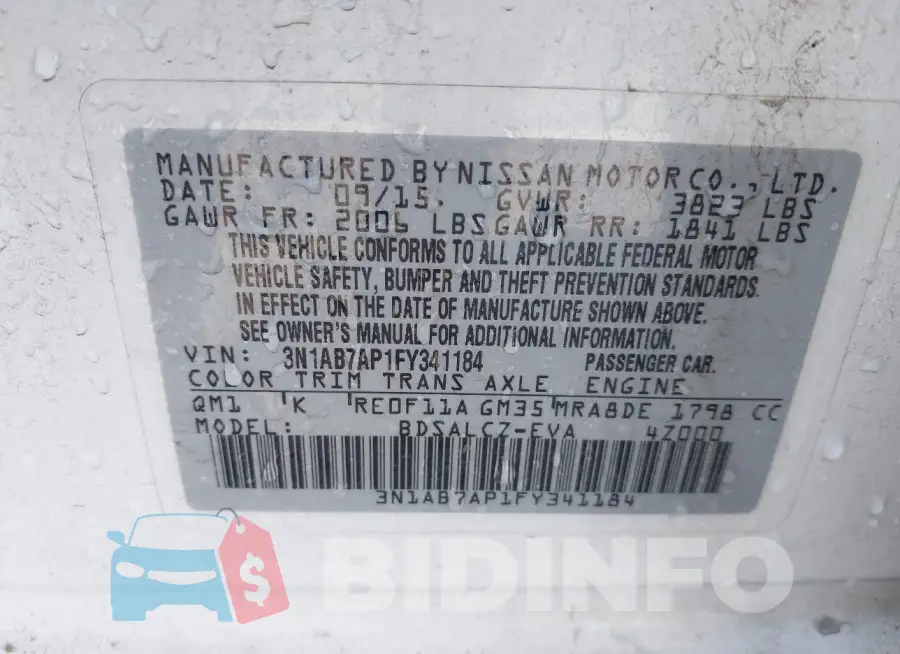 3N1AB7AP1FY341184 Photo# 9