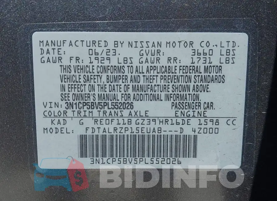 3N1CP5BV5PL552026 Photo# 9