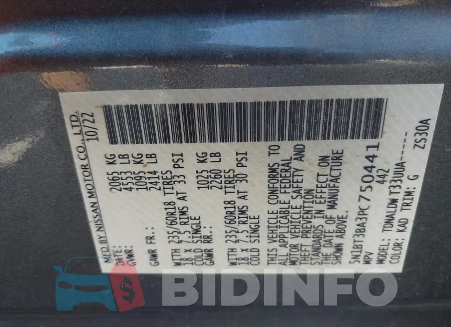 5N1BT3BA3PC750441 Photo# 9