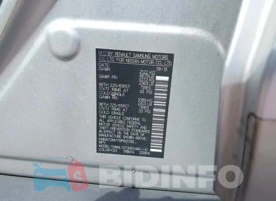 KNMAT2MV7GP601761 Photo# 9