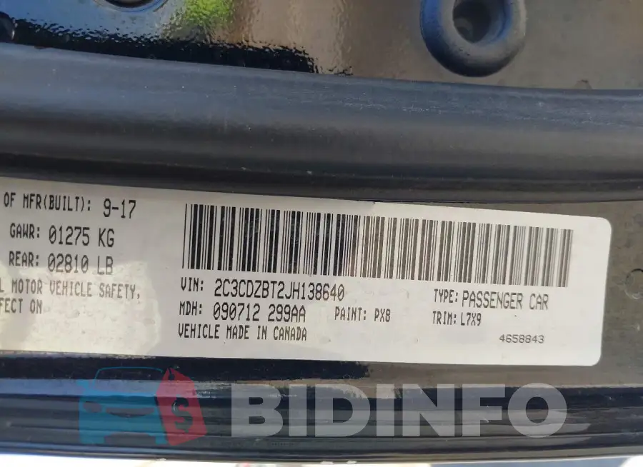 2C3CDZBT2JH138640 Photo# 9
