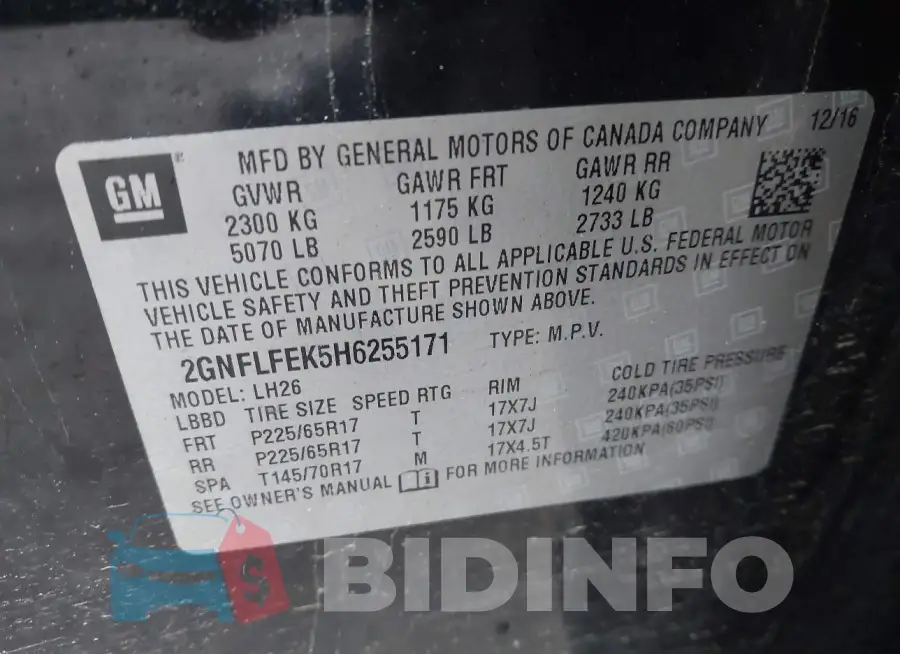 2GNFLFEK5H6255171 Photo# 9