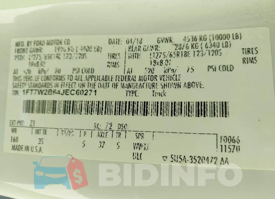 1FT7W2B64JEC60271 Photo# 9