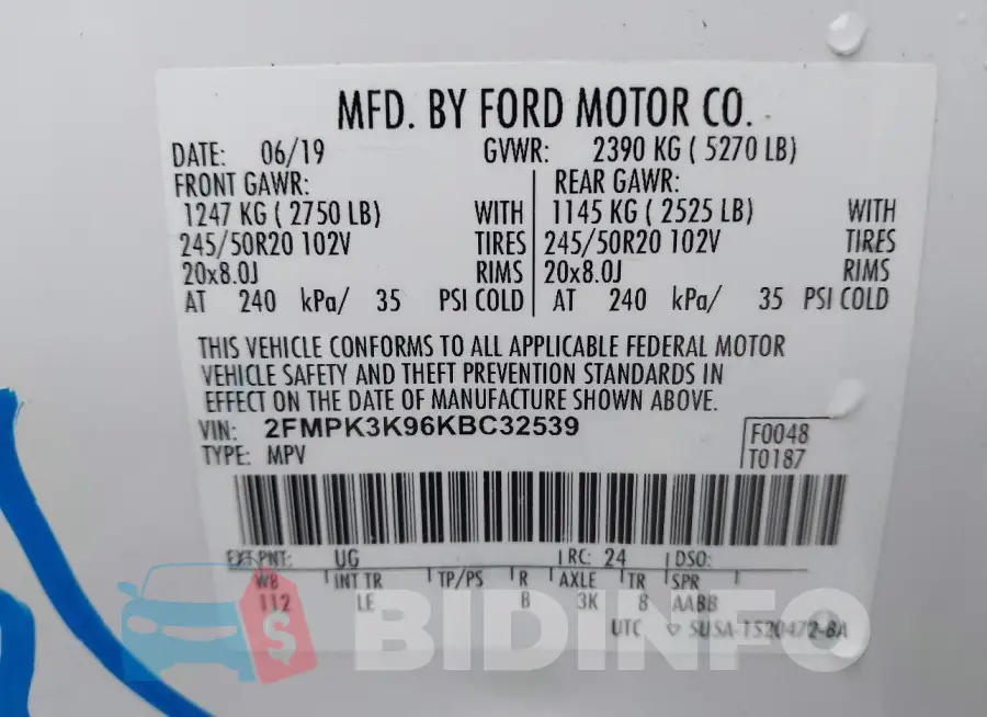 2FMPK3K96KBC32539 Photo# 9