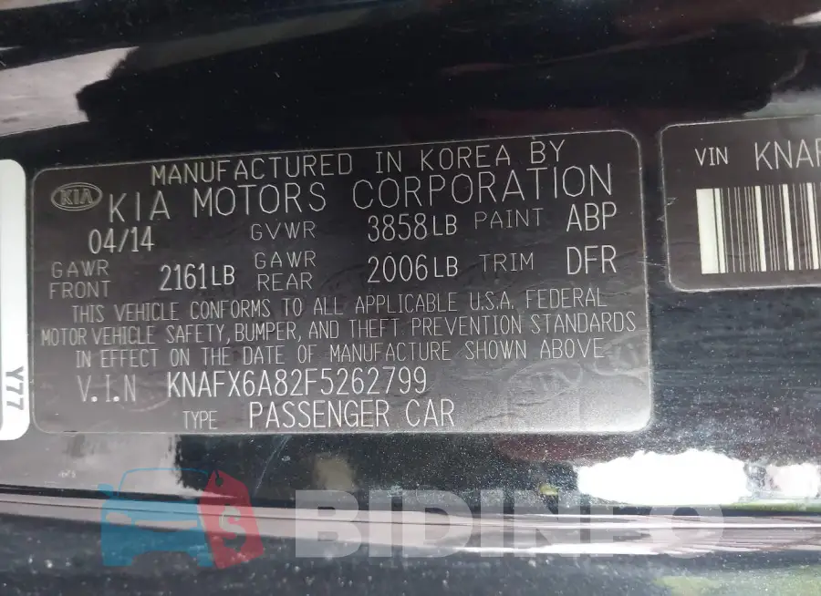KNAFX6A82F5262799 Photo# 9