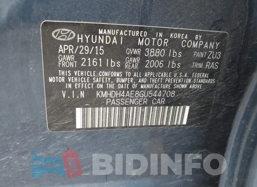 KMHDH4AE8GU544708 Photo# 9