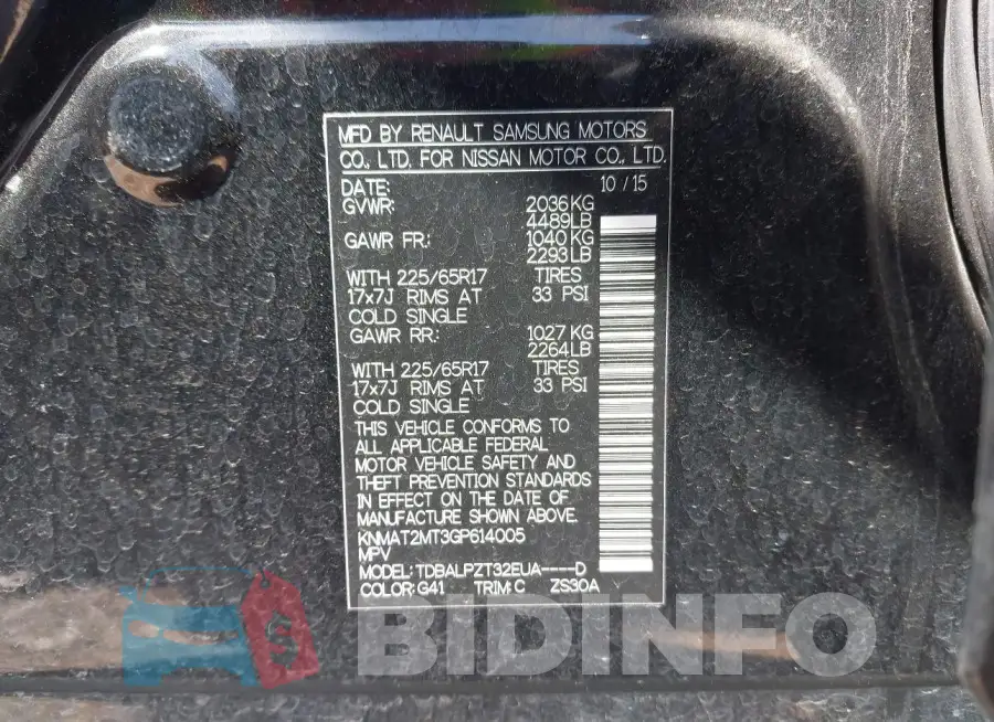 KNMAT2MT3GP614005 Photo# 9