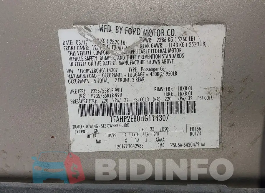1FAHP2E80HG114307 Photo# 9
