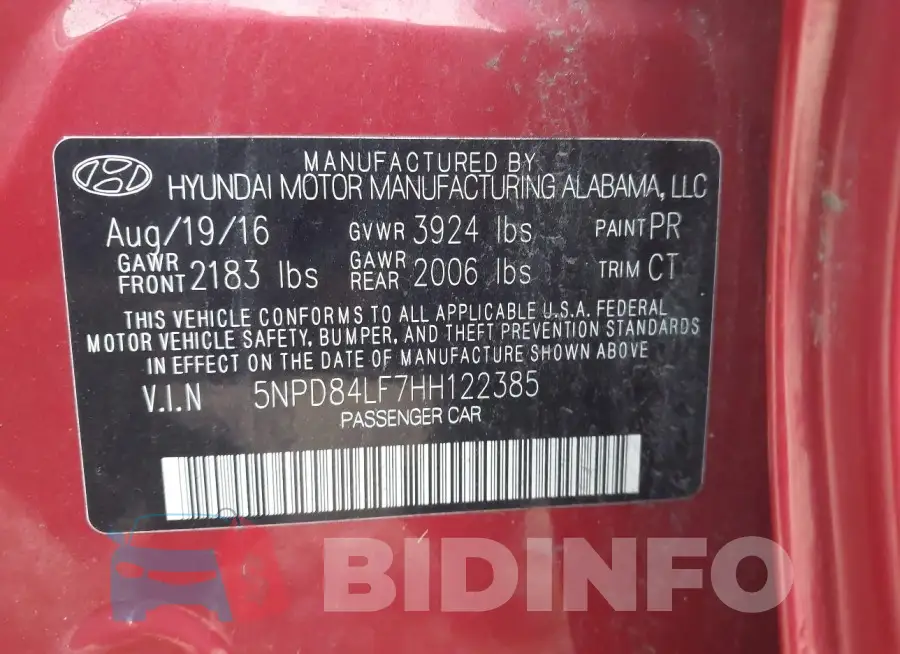 5NPD84LF7HH122385 Photo# 9