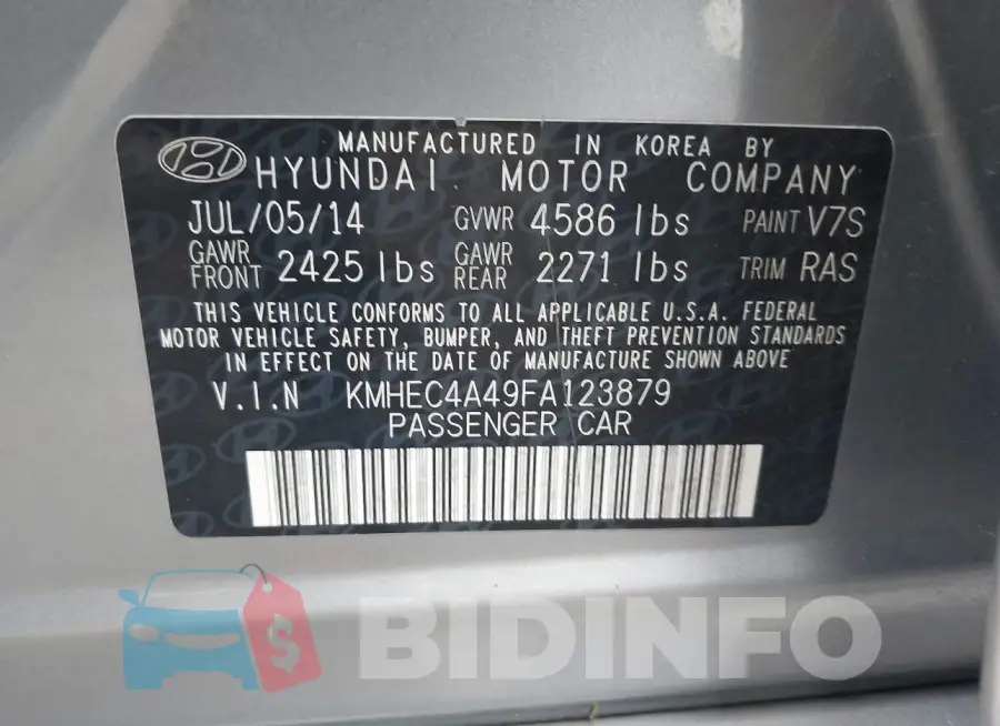 KMHEC4A49FA123879 Photo# 9