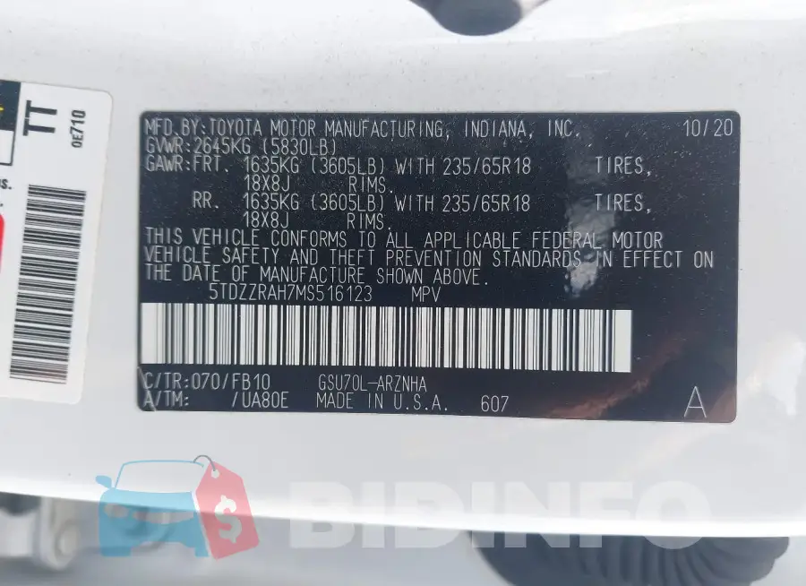 5TDZZRAH7MS516123 Photo# 9