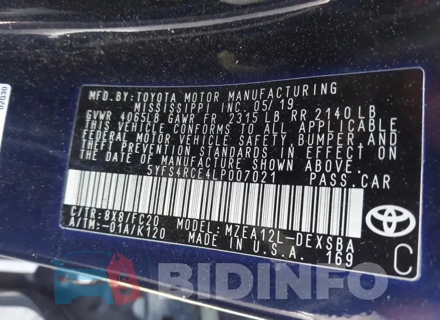 5YFS4RCE4LP007021 Photo# 9