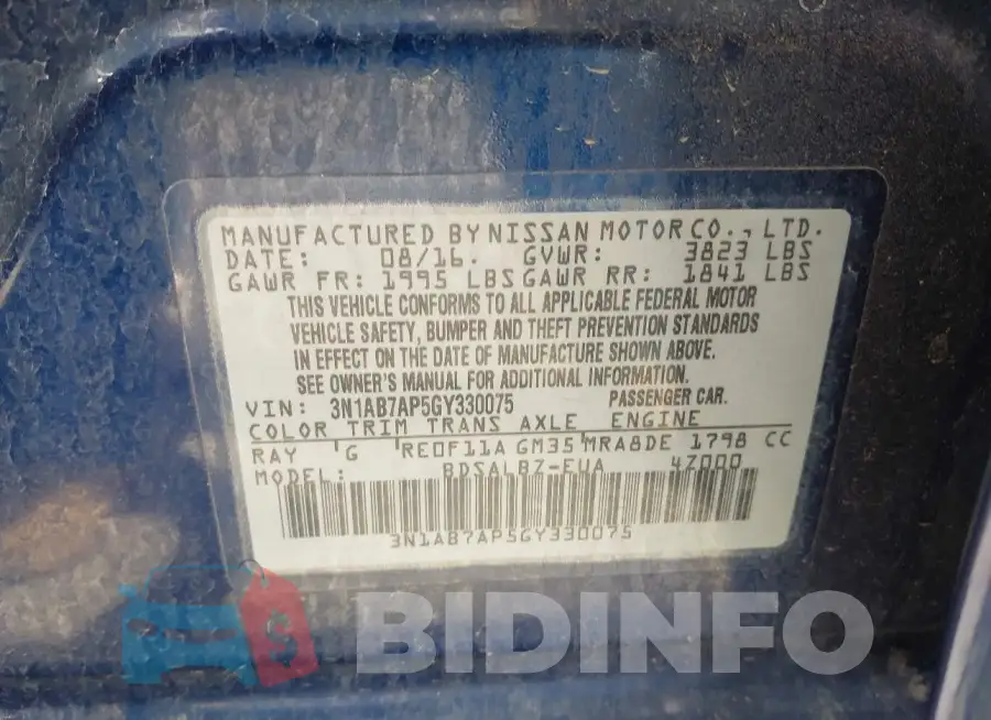 3N1AB7AP5GY330075 Photo# 9