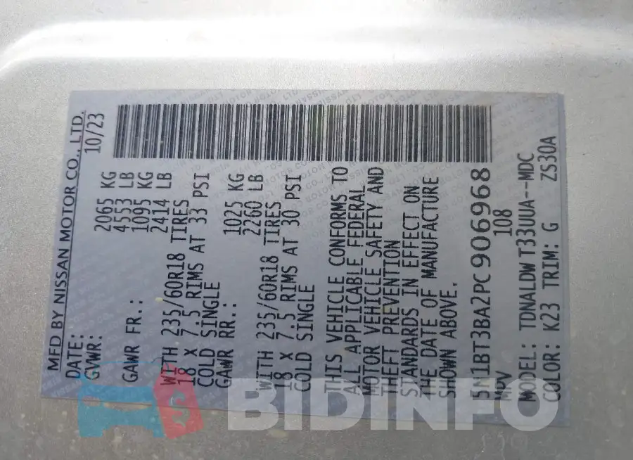 5N1BT3BA2PC906968 Photo# 9