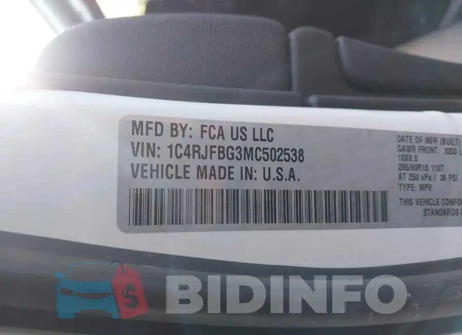 1C4RJFBG3MC502538 Photo# 9