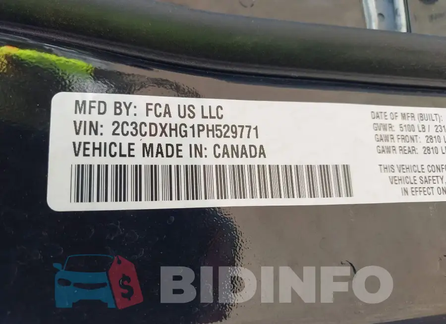 2C3CDXHG1PH529771 Photo# 9