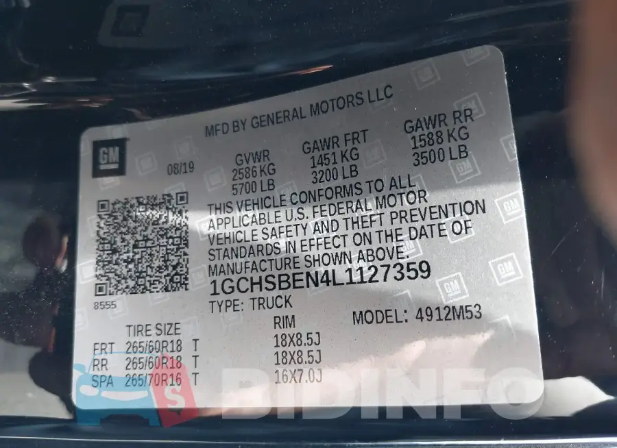 1GCHSBEN4L1127359 Photo# 9