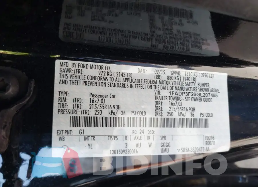 1FADP3F26GL207465 Photo# 9