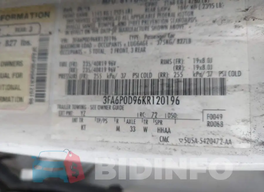 3FA6P0D96KR120196 Photo# 9