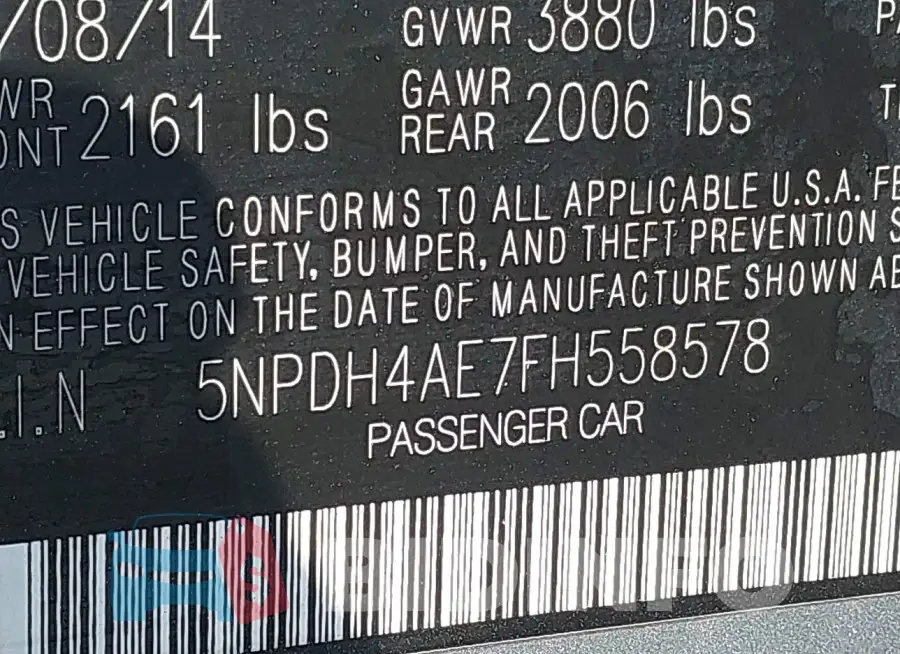 5NPDH4AE7FH558578 Photo# 9