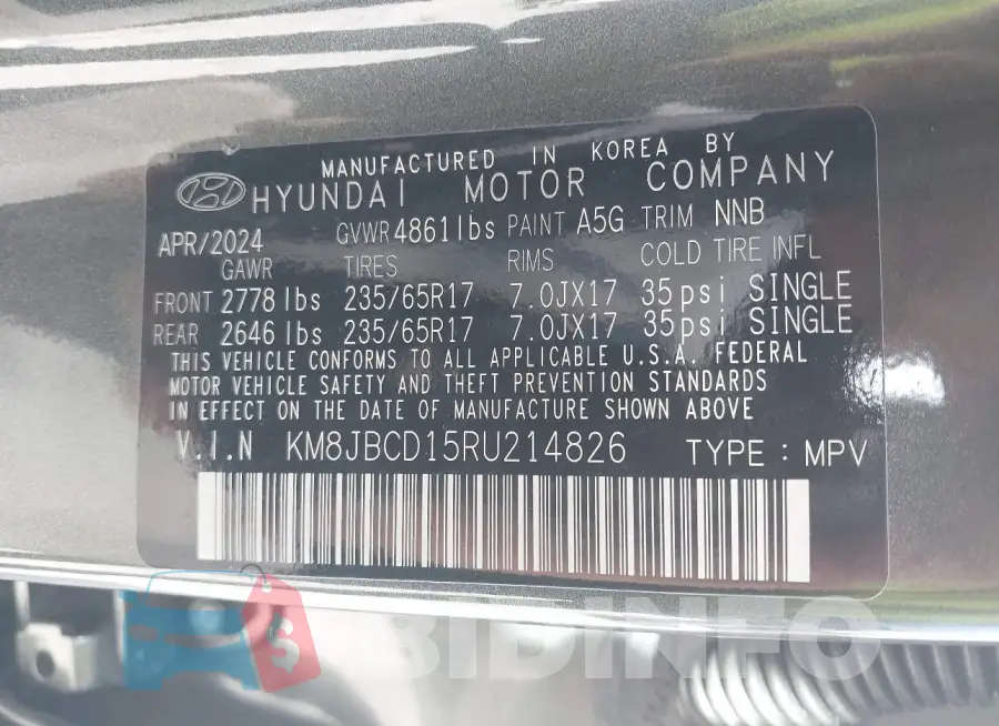 KM8JBCD15RU214826 Photo# 9