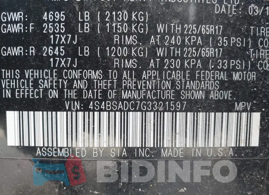 4S4BSADC7G3321597 Photo# 9