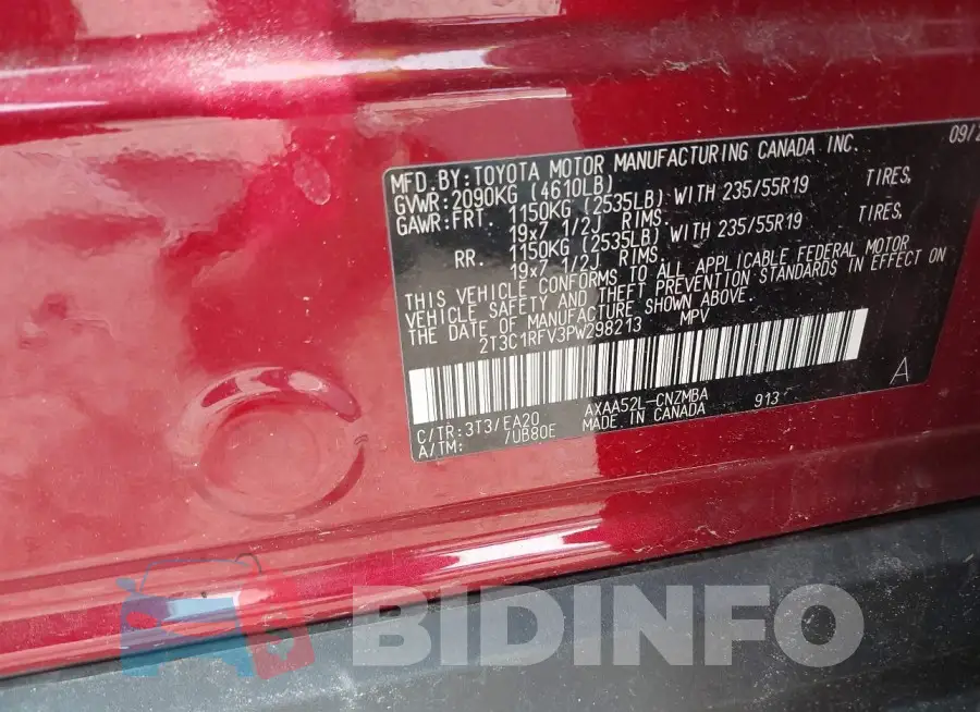 2T3C1RFV3PW298213 Photo# 9