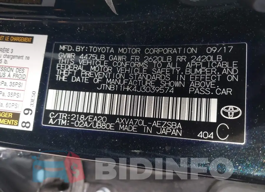 JTNB11HK4J3039574 Photo# 9
