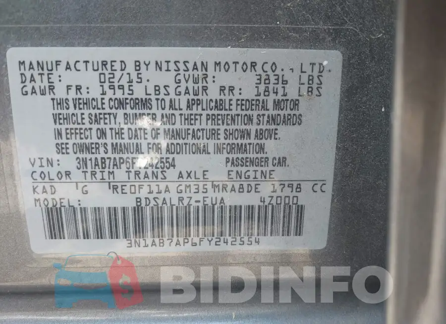 3N1AB7AP6FY242554 Photo# 9
