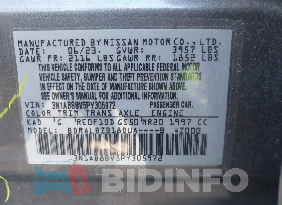 3N1AB8BV5PY305972 Photo# 9